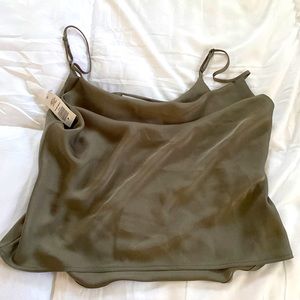 Beautiful olive green camisole with cowl neck. Super soft